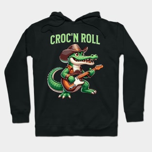 Funny Croc'n Roll Crocodile with Guitar Hoodie